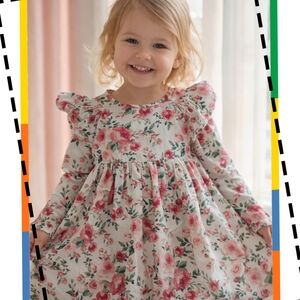 4/25 Floral Long Sleeve Dress for Kids